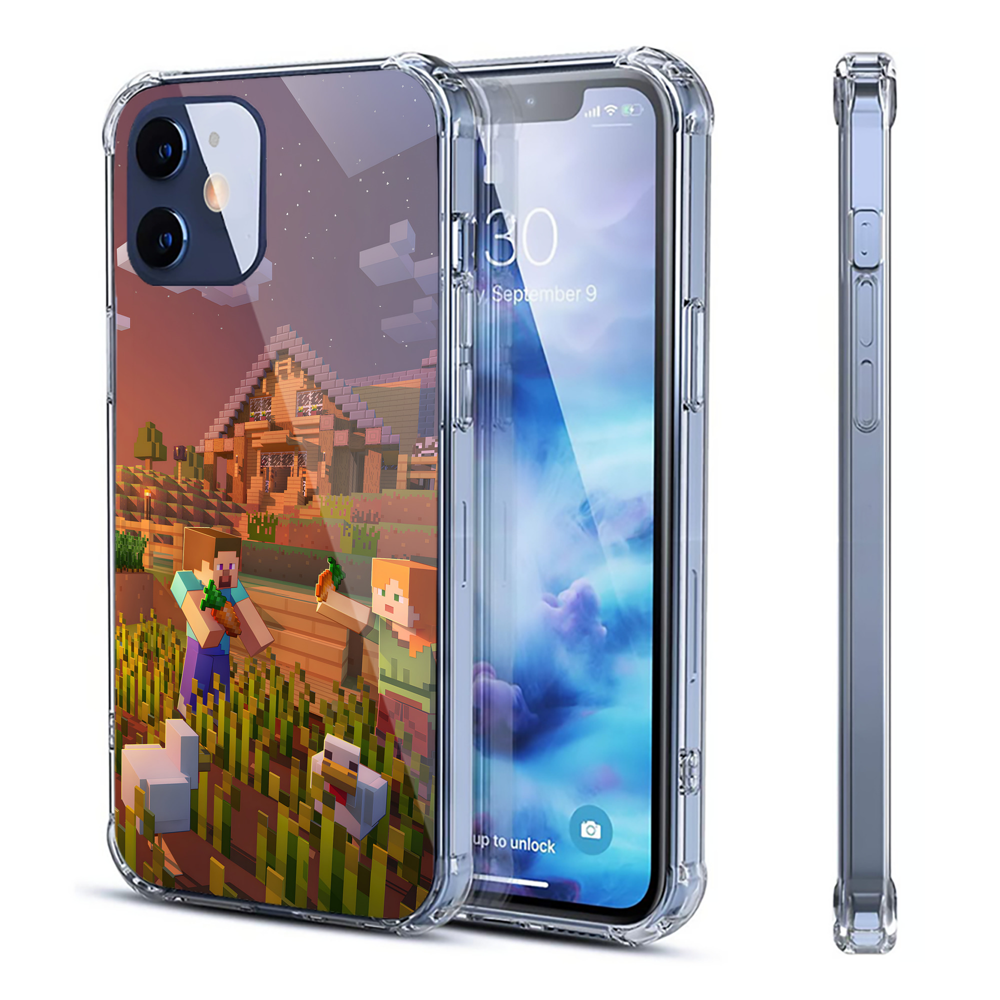（画像用） マインクラフト ブロックの世界 Minecraft MC Block world 【iPhone 12シリーズ対応】透明スマホケース（クリアソフトケース）